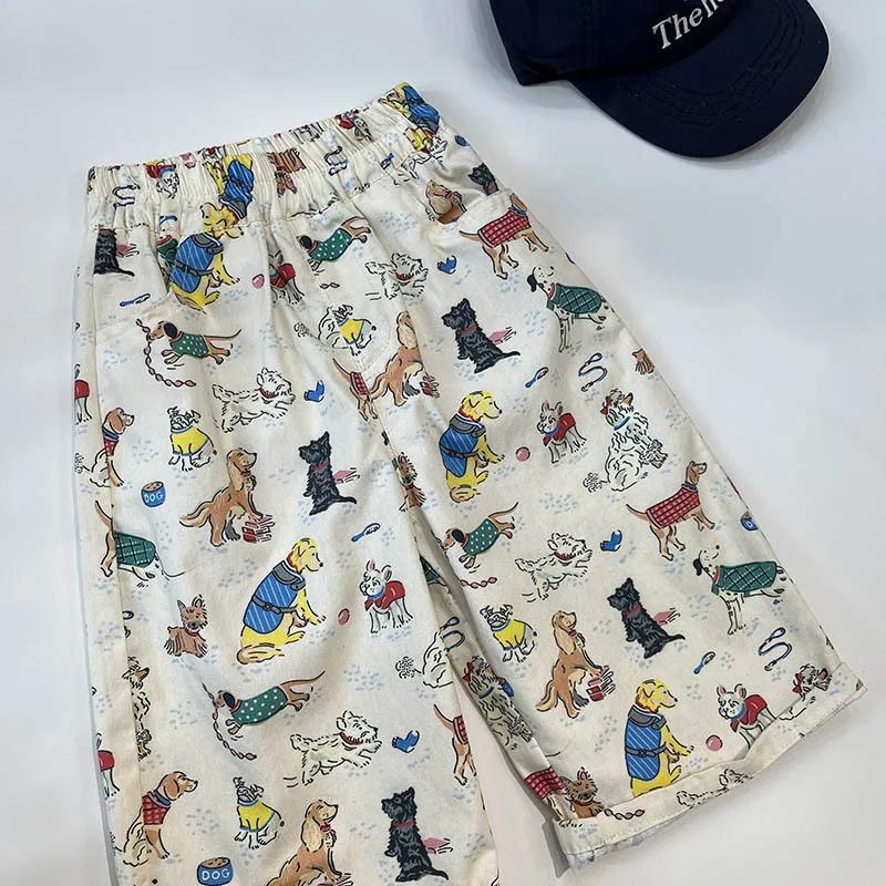 Pantalon décontracté ample pour enfants, motif chiens de dessin animé, collection Printemps-Automne