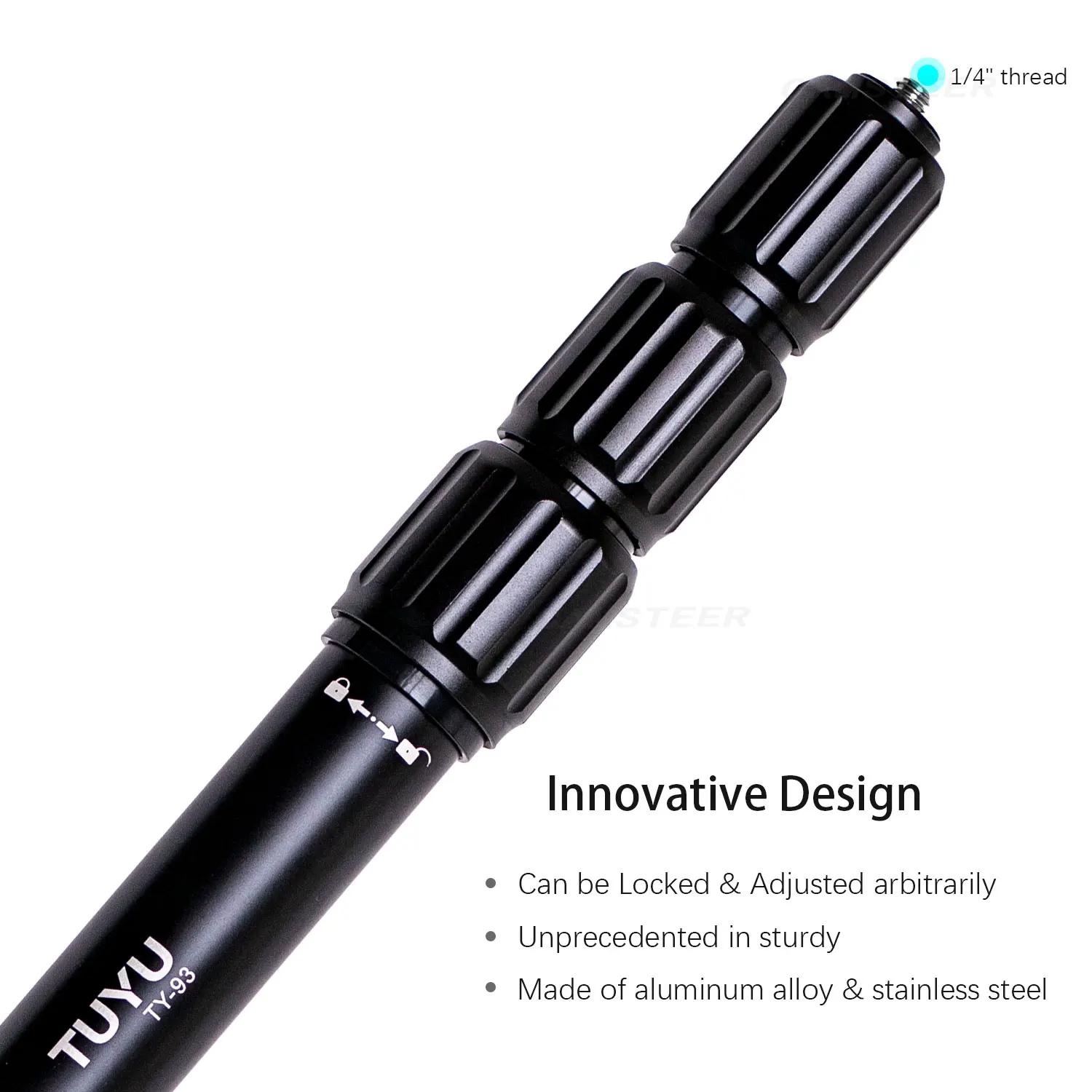 TUYU-Perche à selfie télescopique invisible en alliage d'aluminium réglable, monopode pour Insta360