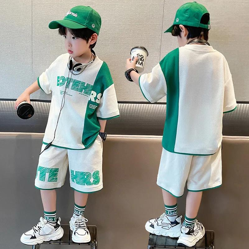 Nouvel été adolescents garçons vêtements ensembles enfant mode lettre haut et short 2 pièces enfants