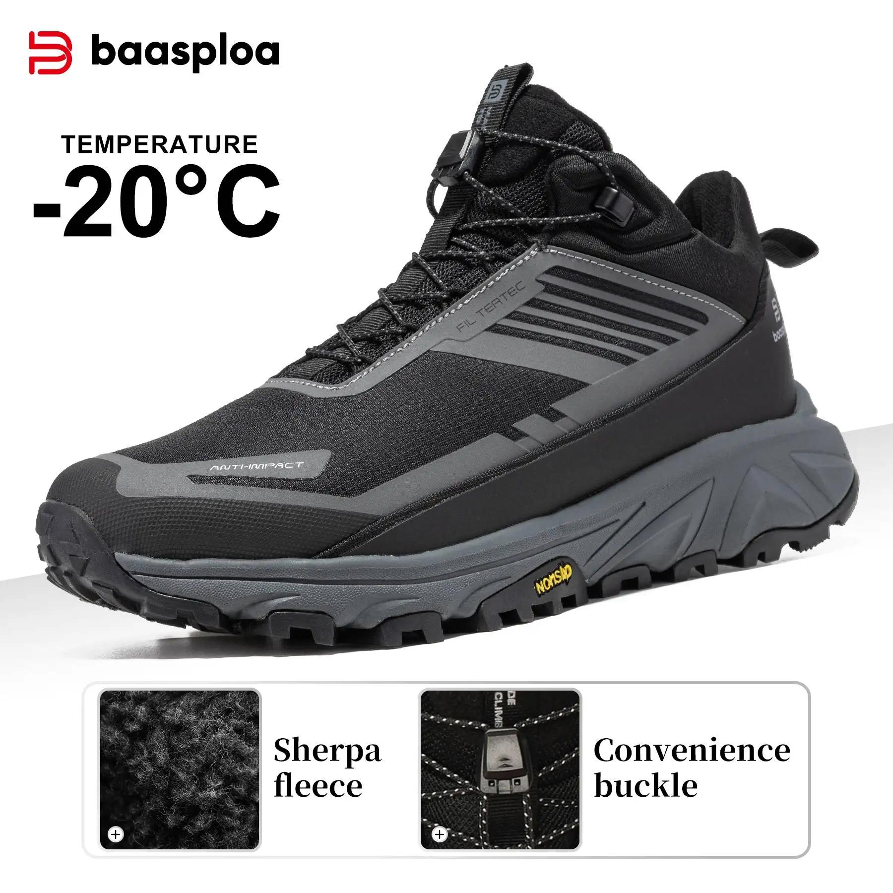 Chaussures de randonnée homme Baasploa imperméables hiver - Confort chaud antidérapant baskets marche