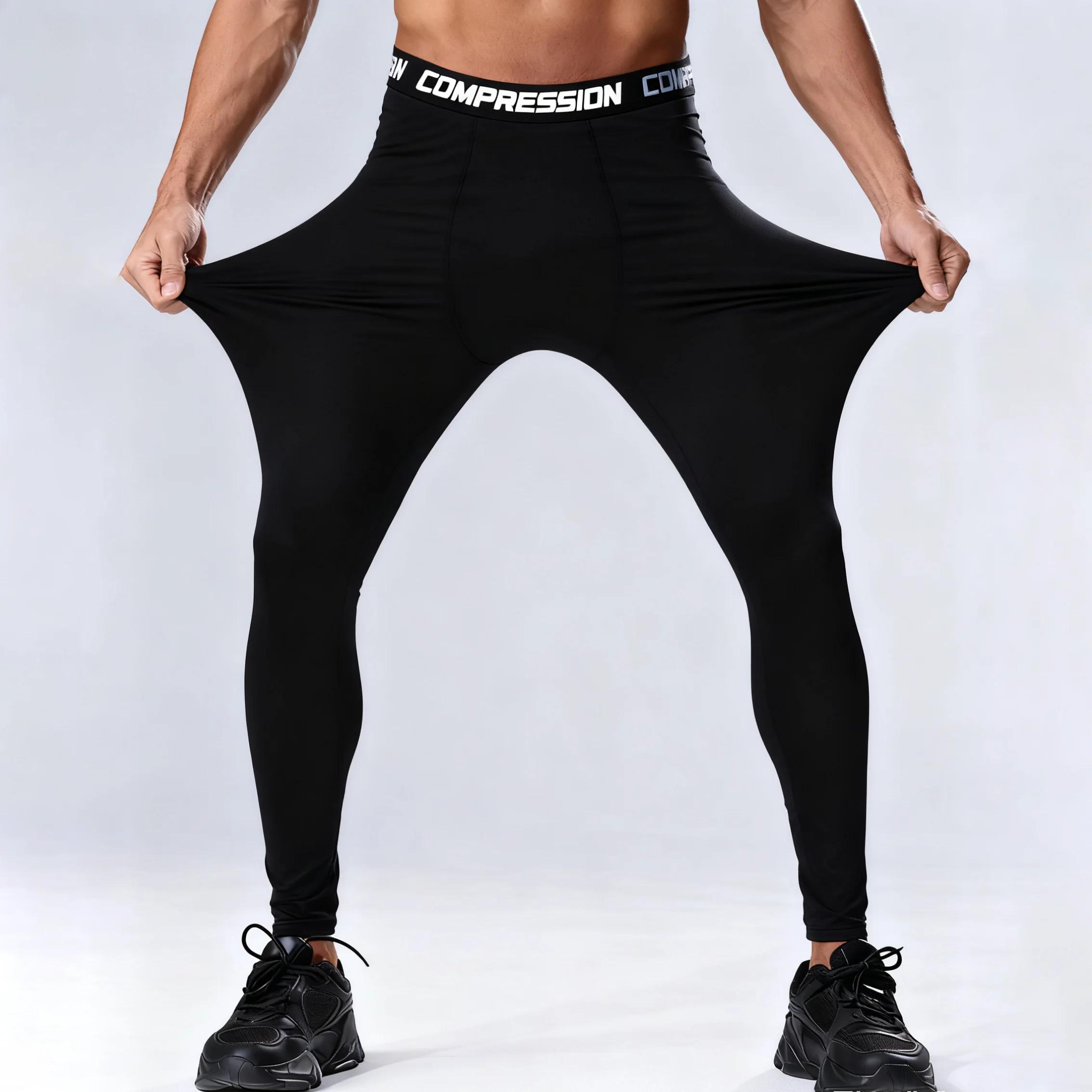Leggings de compression pour hommes haute élasticité - Sport salle gym running basketball entraînement