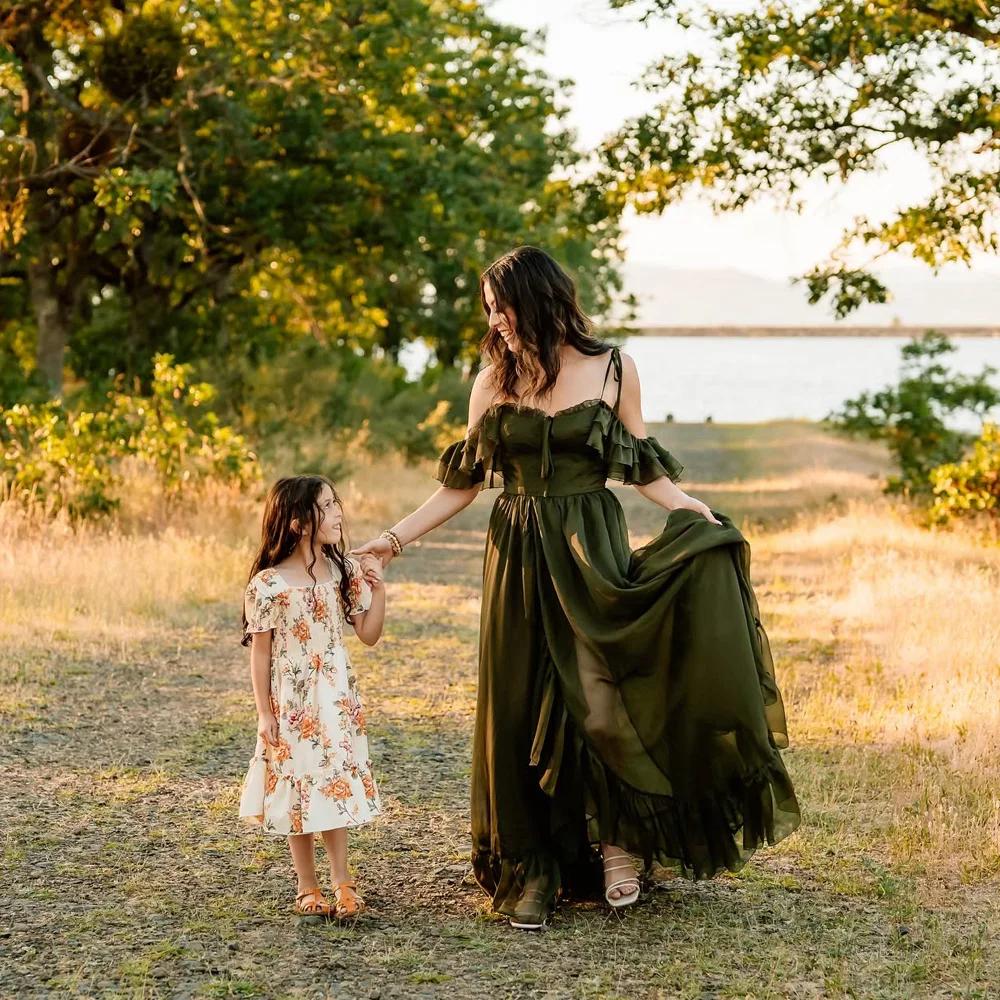 Robe Camisole en Tulle vert foncé, pour séance Photo, robe de photographie enceinte pour femmes, Cos
