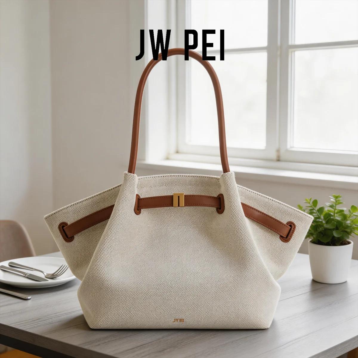 Sac à bandoulière en toile marron pour femme JW PEI, sac fourre-tout en cuir végétalien de haute qua