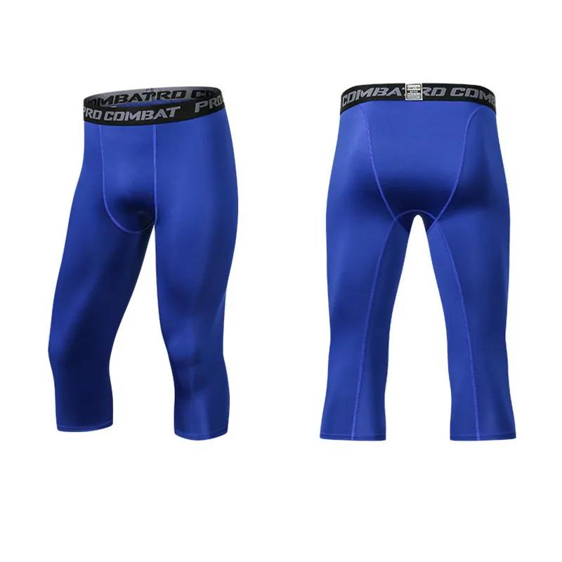 Pantalon court moulant 3/4 pour hommes, entraînement à Compression, Fitness, survêtement, course à p