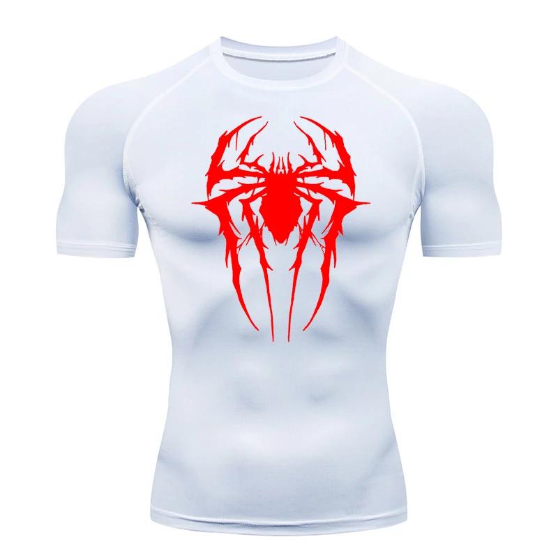 Spider graphique Compression chemises pour hommes gymnastique entraînement anti-éruption athlétique
