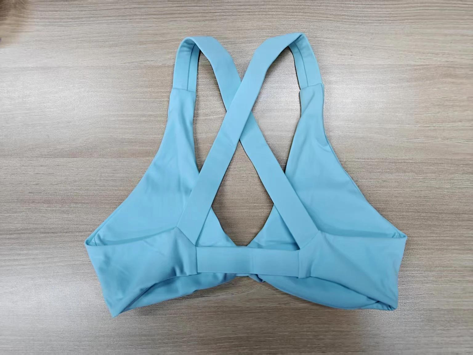 SHINBENE Soutien-gorge de sport torsadé pour femme - Dos croisé rembourré - Soutien-gorge de fitness