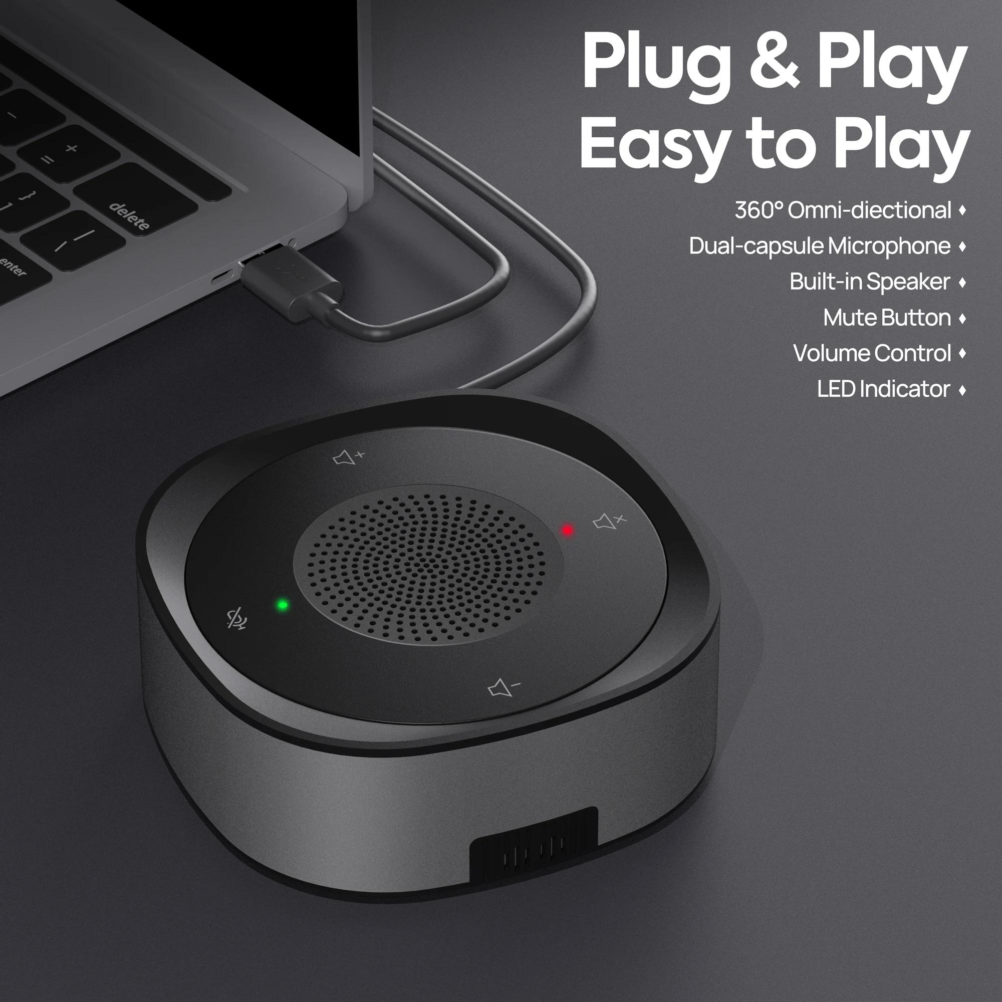 Haut-parleur de conférence USB, Microphone filaire, touche tactile, Omni, micro directionnel, PnP, p