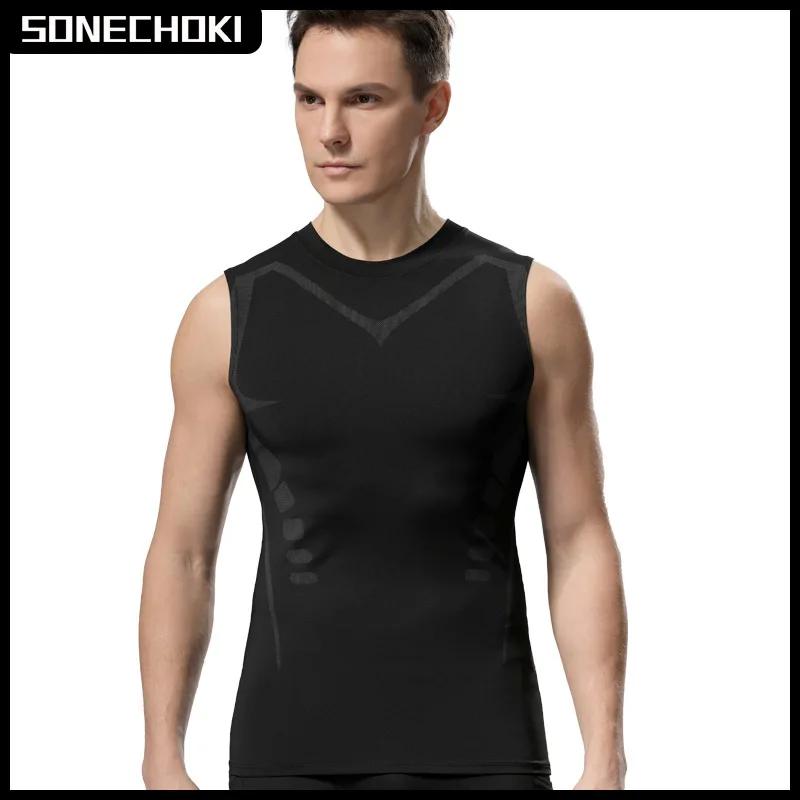 Débardeur compression sans manches pour hommes - Fitness, musculation, séchage rapide