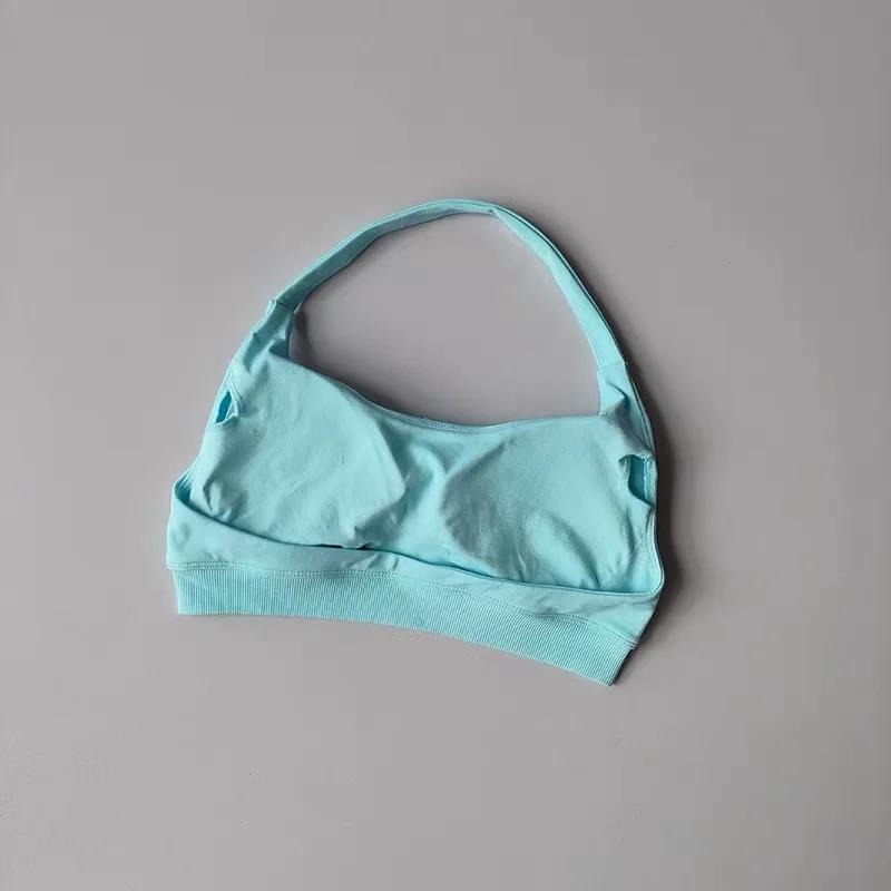Soutien-gorge de sport pour femmes, résistant aux chocs, sans couture, col licou, haut soutien, Push