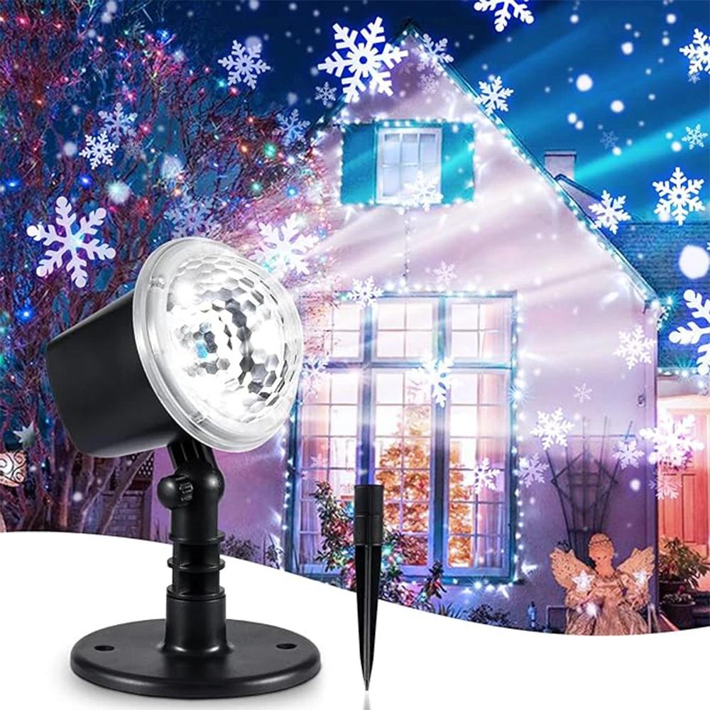 Projecteur de flocon de neige de Noël pour chambre à coucher, lumières dégradées LED, lampe de proje