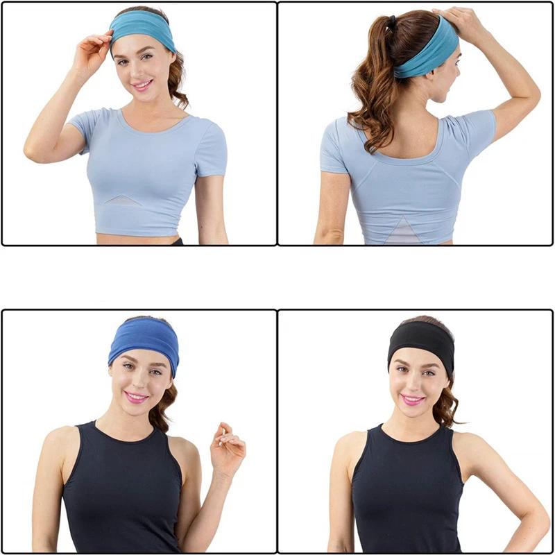 Femmes bandeau Turban couleur unie élastiques bandes de cheveux Yoga bandeau mode maquillage cheveux