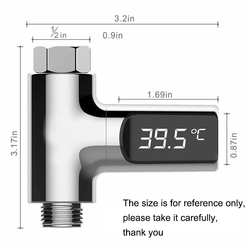 Thermomètre de douche d'eau domestique à affichage LED 5-85 ℃ Thermomètre à eau auto-alimenté à dé