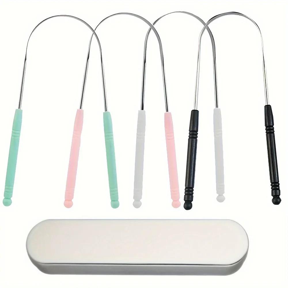 Grattoir à langue en acier inoxydable, 1 pièce, nettoyeur de langue buccale, brosse à dents, hygiène