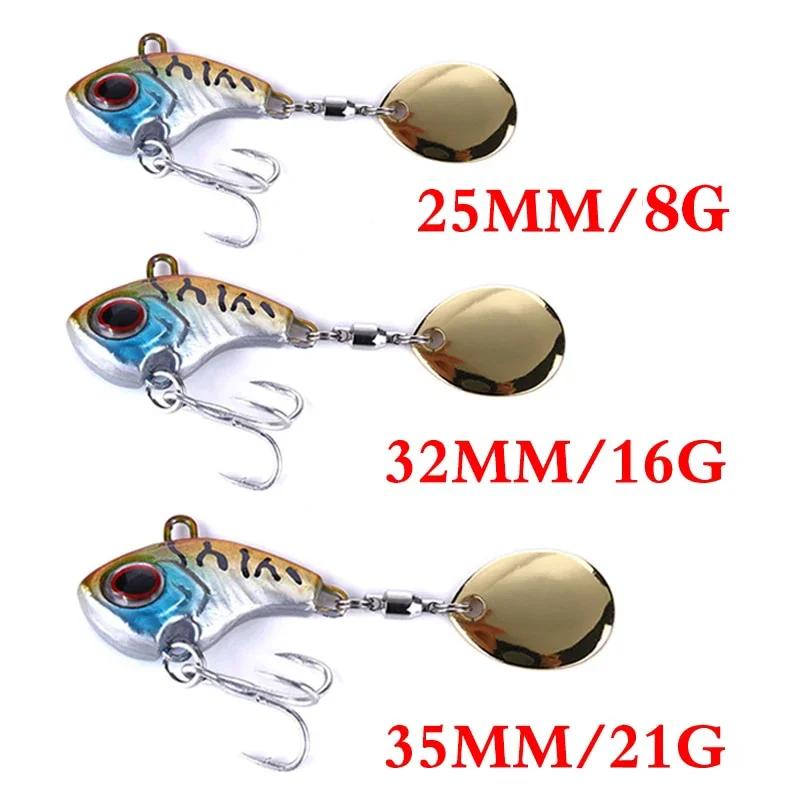 1 pièces rotatif métal VIB vibration appât Spinner cuillère leurres de pêche 8g/16g/21g gabarits tru