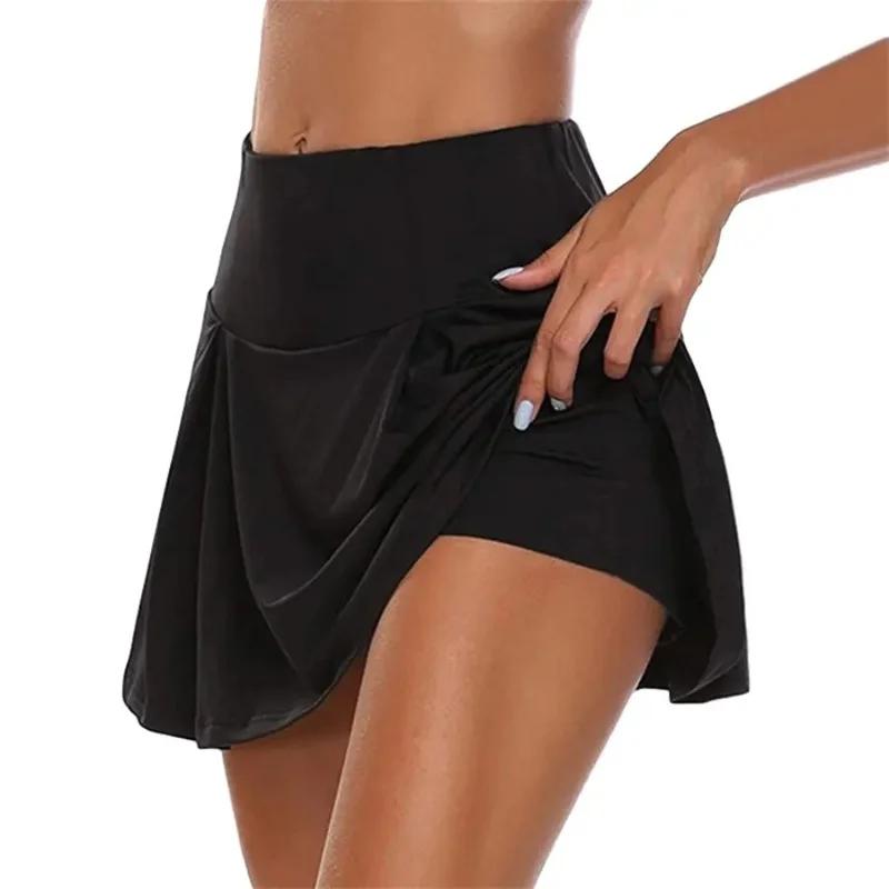 Été femmes Sprints Tennis danse Fitness jupes courtes séchage rapide solide femme doublure taille ha