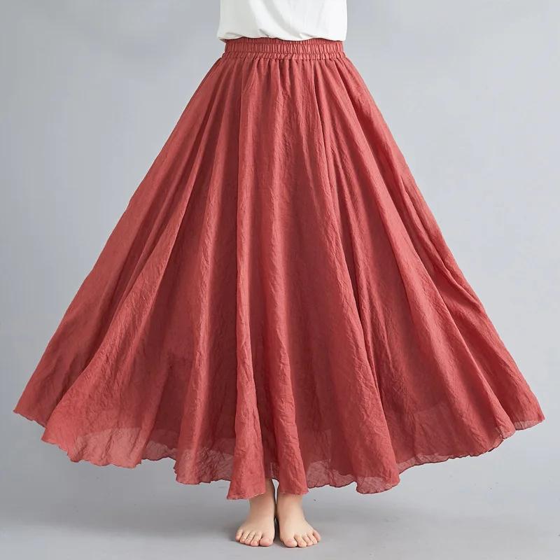 Robe littéraire en coton et lin pour fille Mori, 28 couleurs, taille élastique, jupe d'extension tra