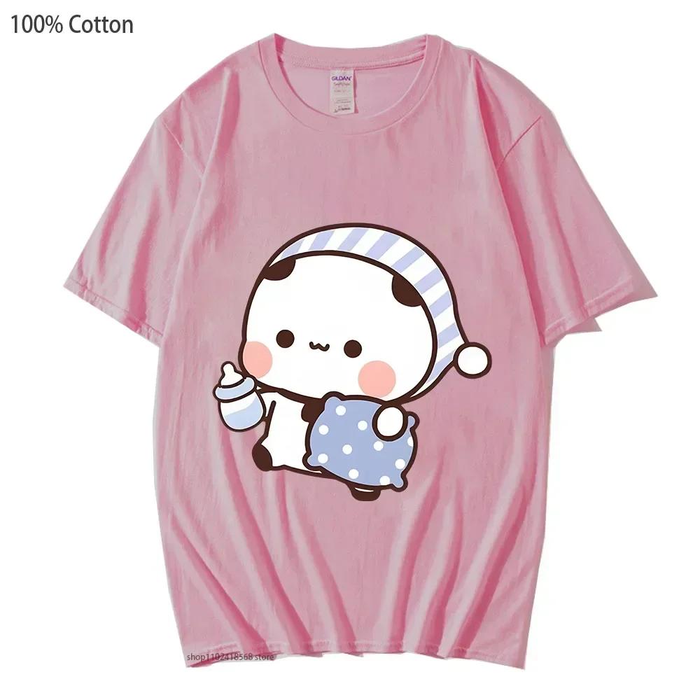 Couple chemises Kawaii mignon BuBu Panda va dormir avec DuDu ours graphique t-shirt coton hommes fem