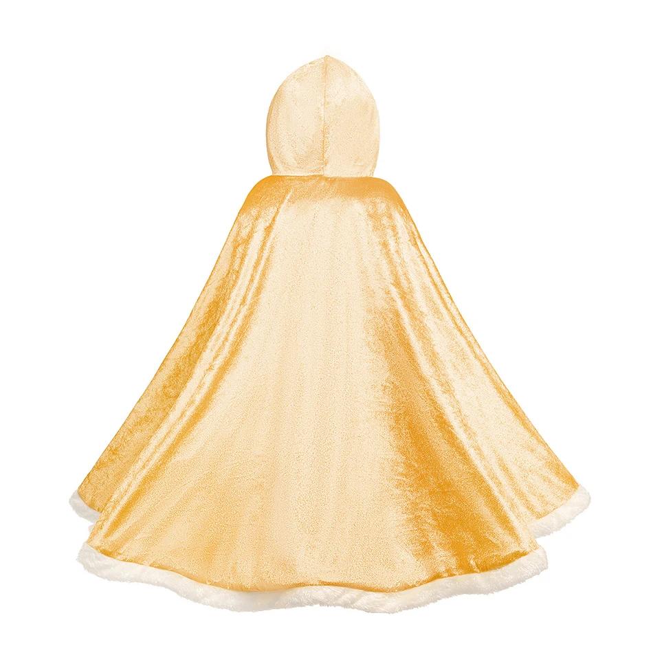 Cape de princesse à capuche solide pour filles, Cape d'hiver pour enfants, Costume de fête de noël,