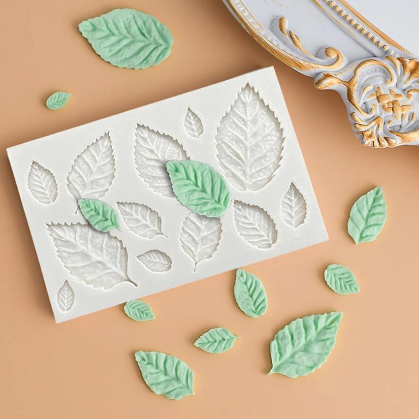Moule en silicone Feuilles de Rose pour Sugarcraft, Outils de Résine, Moule à Cupcakes, Outils de Dé