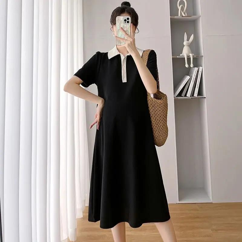 Robe de maternité été à manches courtes robe Polo revers maternité été à manches courtes robes de ma