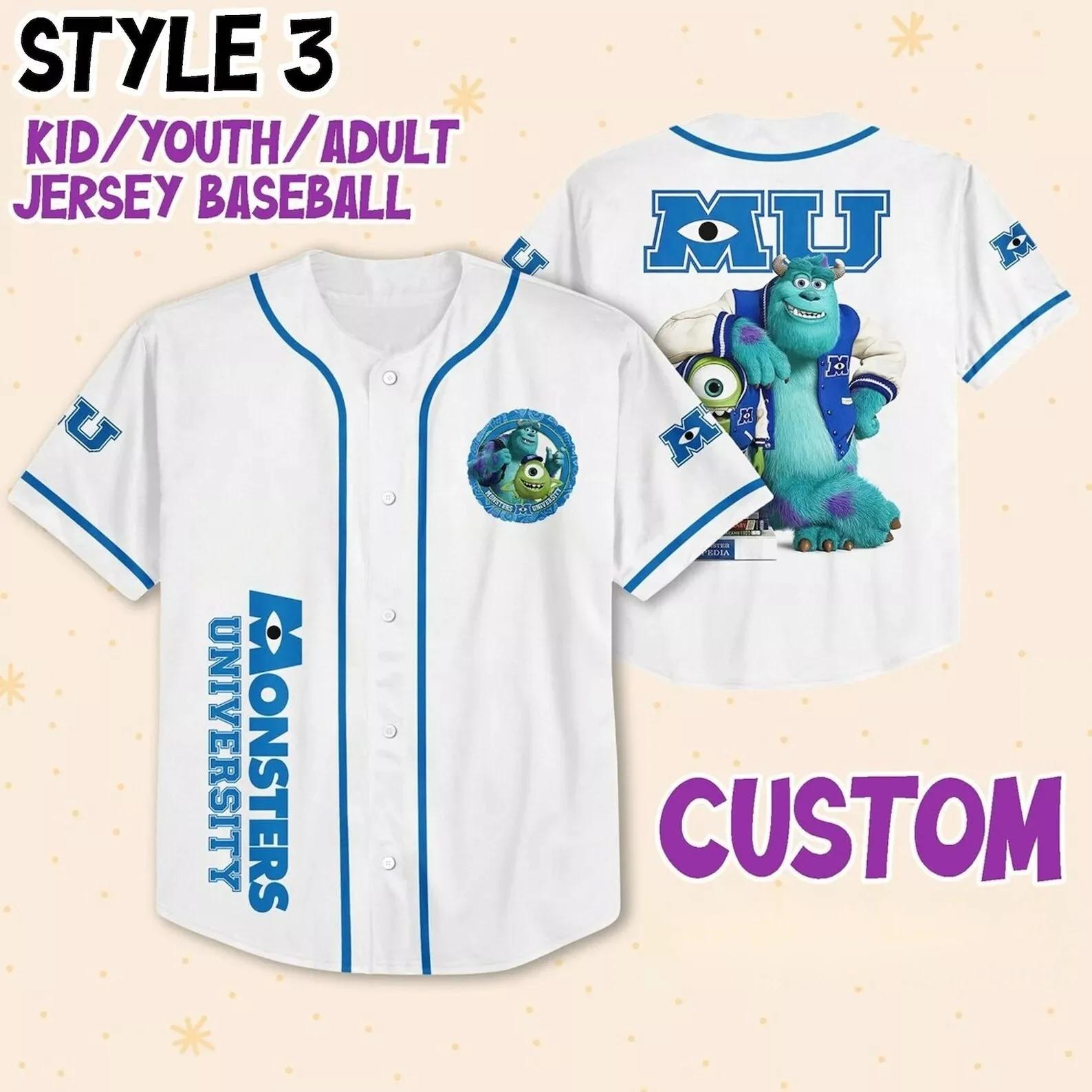 Maillot de Baseball personnalisé Monsters University Mike Sulley, chemise de Cosplay pour enfants, j