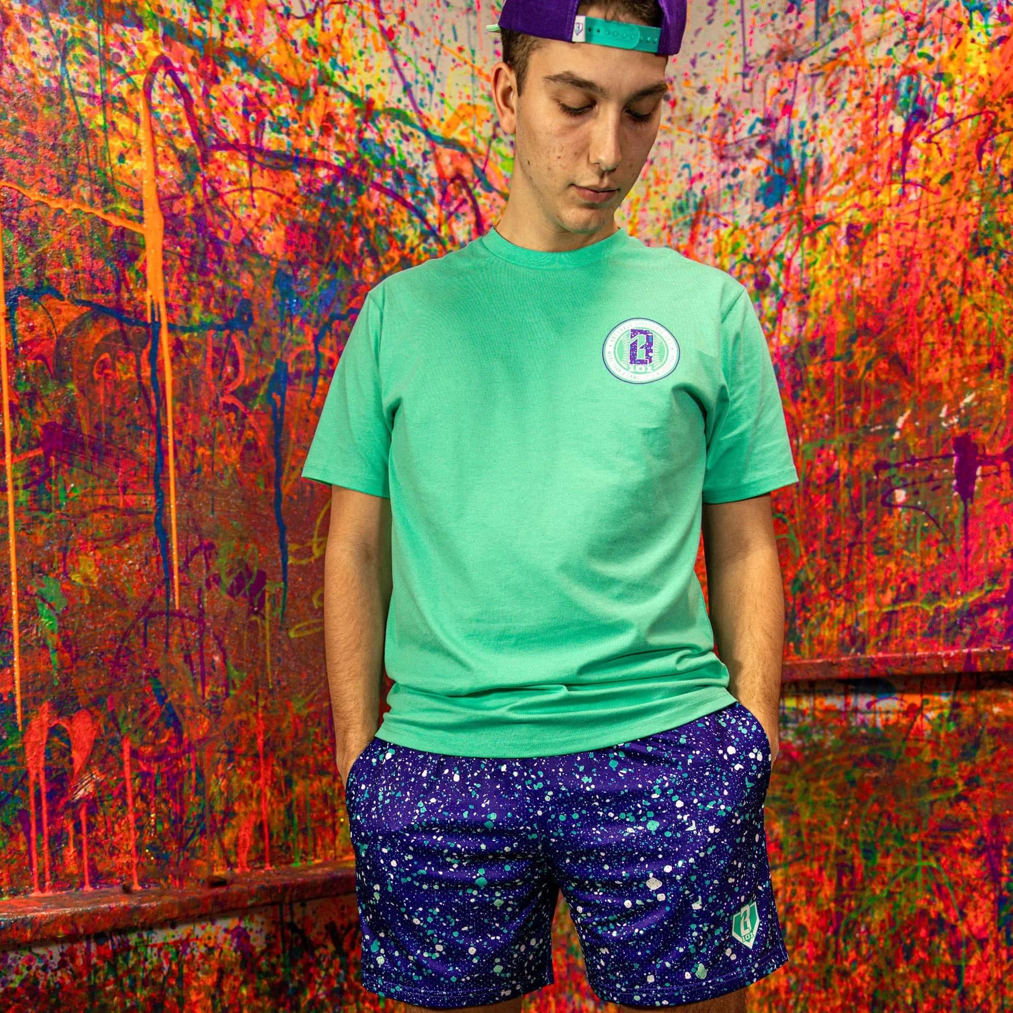 Nouveau style de baseball d'été # 101 # Ensemble T-shirt et short Lifestyle, imprimé color-block e