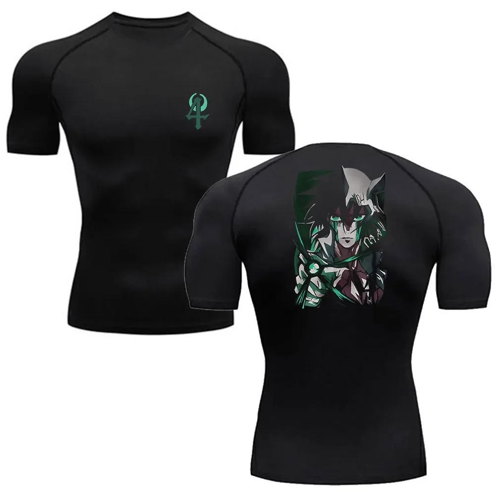 Anime chemise de Compression de blanchiment hommes Fitness Gym Sport course T-Shirt Rashgard hauts T