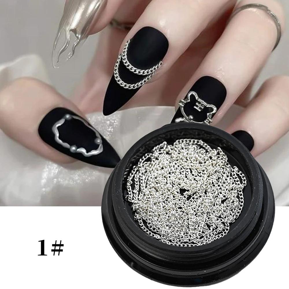 Chaîne métallique de 100CM pour Nail Art, strass, clous en alliage d'or/argent, chaînes de décoratio