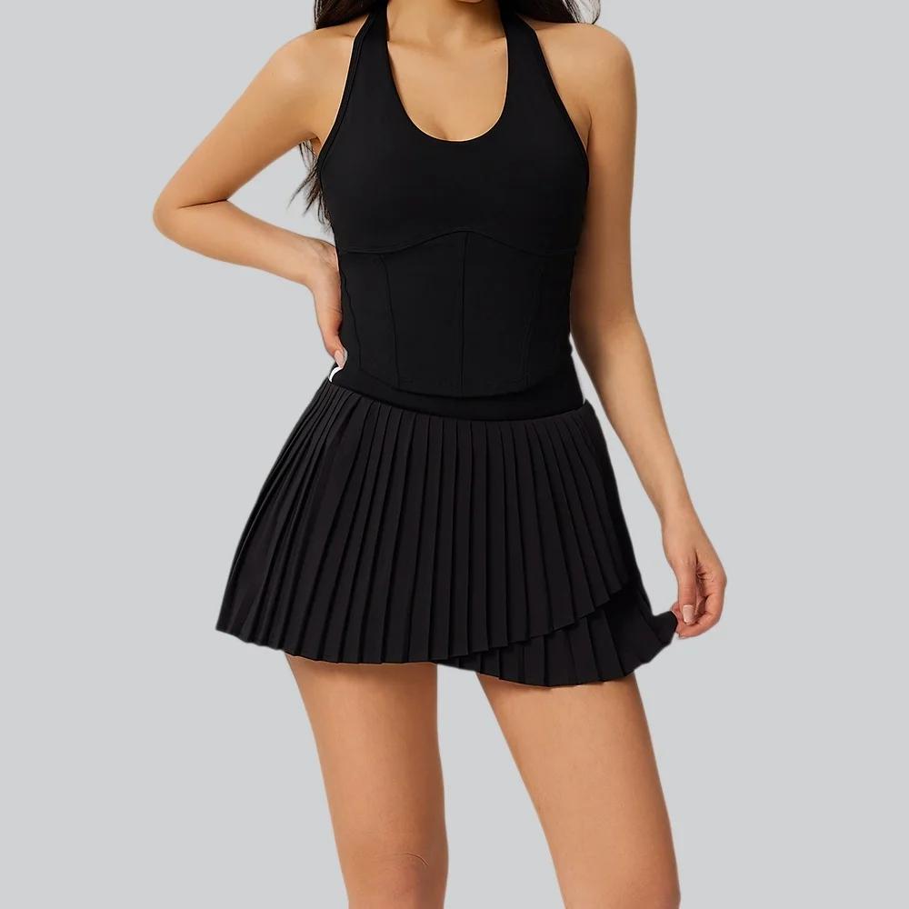 Ensemble de yoga 2 pièces pour femme, comprenant un soutien-gorge de sport et une jupe courte de yog
