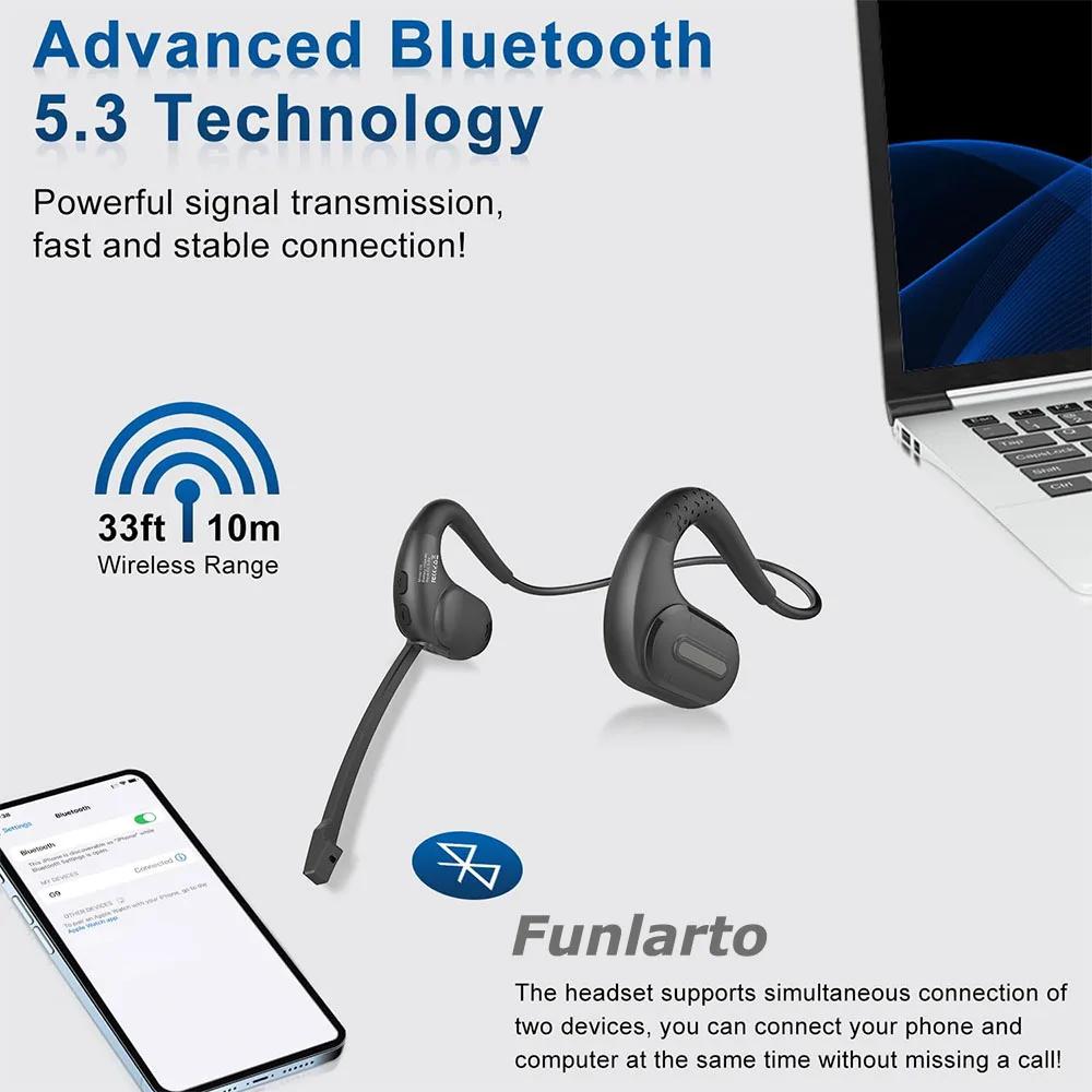 Casques sans fil Bluetooth 5.3 écouteurs sans fil écouteur affaires casque avec Microphone amovible