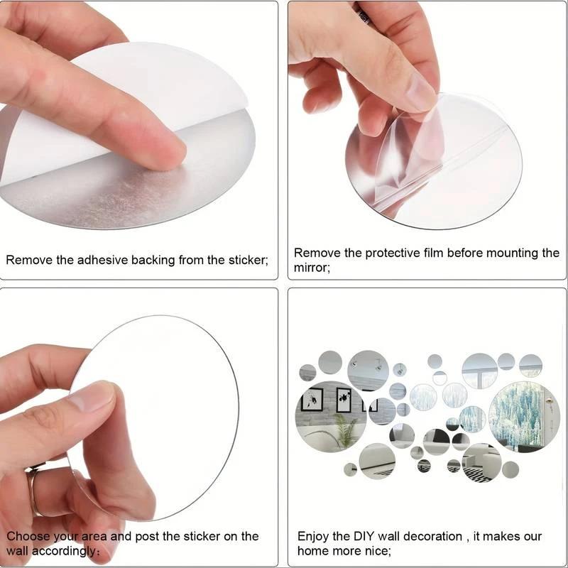 Autocollants muraux miroir acrylique 3D, miroir rond, autocollants muraux pour chambre à coucher, sa