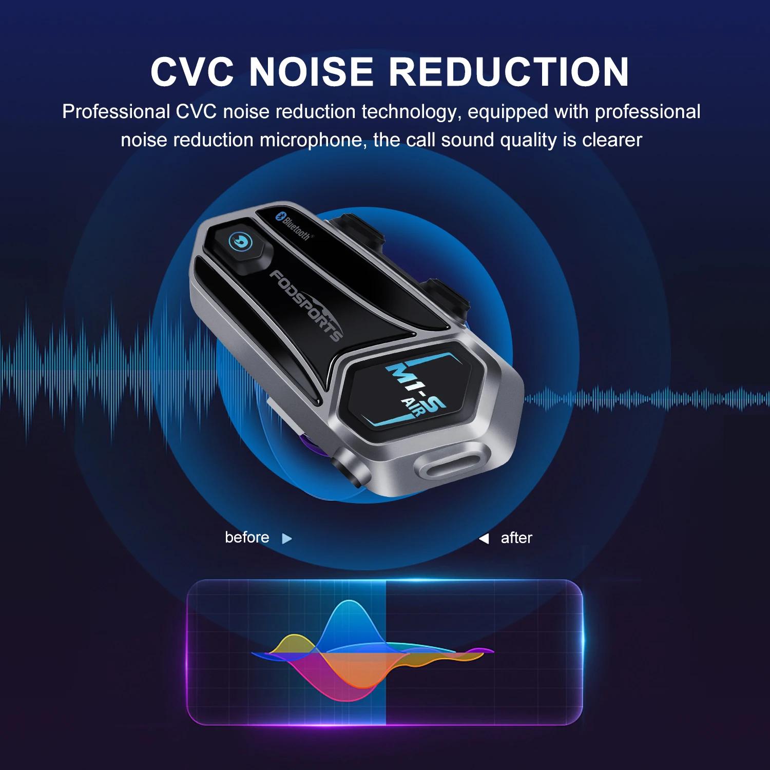 Interphone moto Fodsports M1-S AIR, casque Bluetooth, Interphone moto, radio FM, partage de musique.