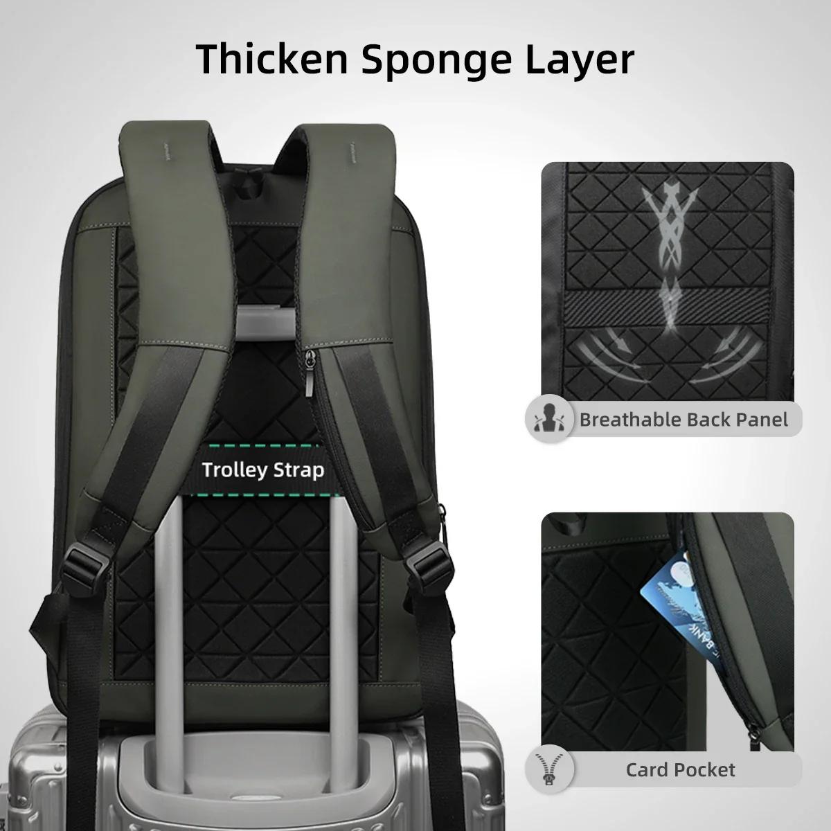 HK – sac à dos d'affaires extensible pour hommes, léger, pour ordinateur portable de 15.6 pouces, av