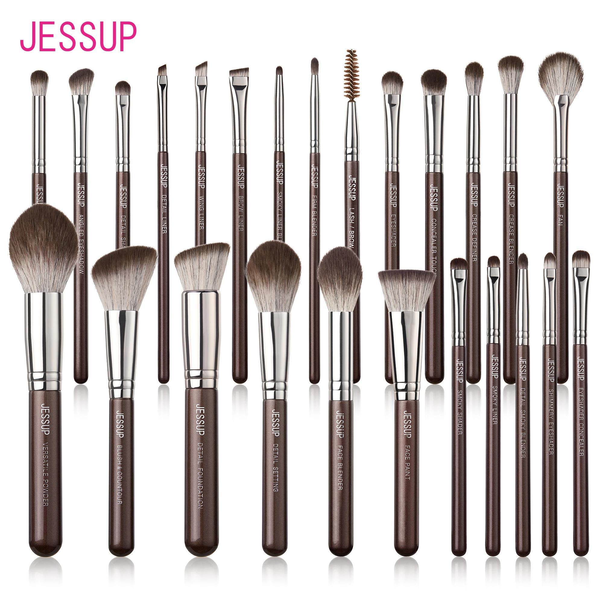 Jessup pinceaux de maquillage ensemble 15/25 pièces Premium synthétique marron pinceaux de maquillag