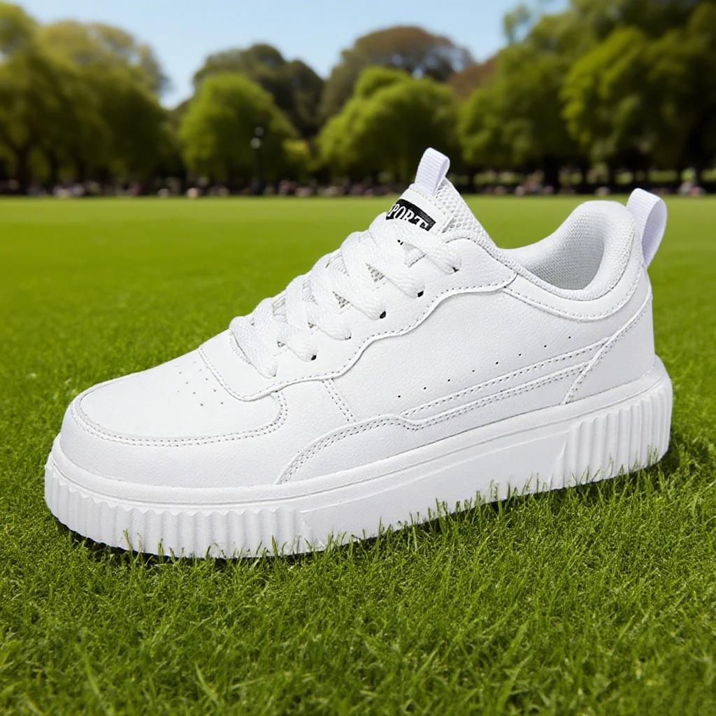 Mode femmes chaussures décontractées respirant marche chaussures plates baskets blanc chaussures fem