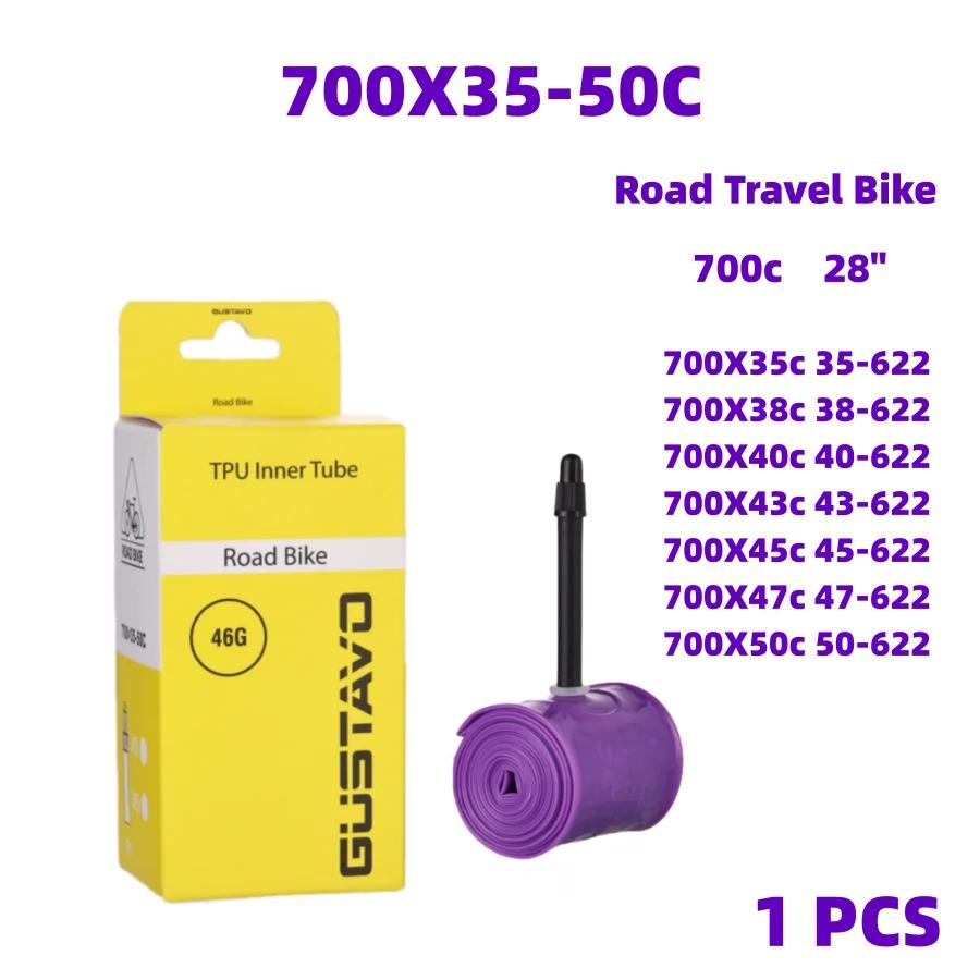 GUSTAVO – chambre à air de vélo de route en gravier, 700x35/50c, matériau TPU, pneu 45mm 65mm de lon