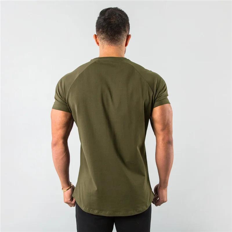 T-shirt de fitness en coton uni pour hommes, manches courtes, joggeurs musculaires, t-shirt de muscu
