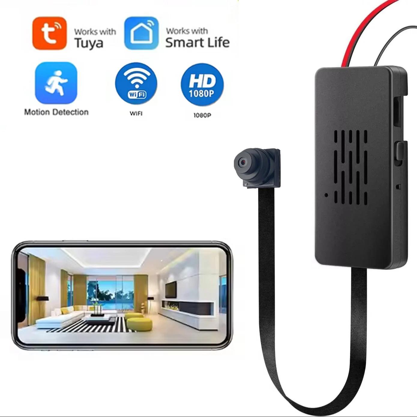 Tuya Full HD Mini caméra de sécurité sans fil bricolage 115 ° Alarme automatique de détection de m