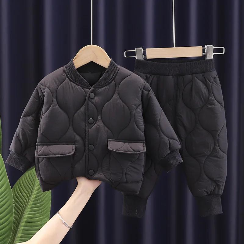 Ensembles de vêtements d'hiver pour garçons, manteau et pantalon chauds, mode alphabet, olympiques p