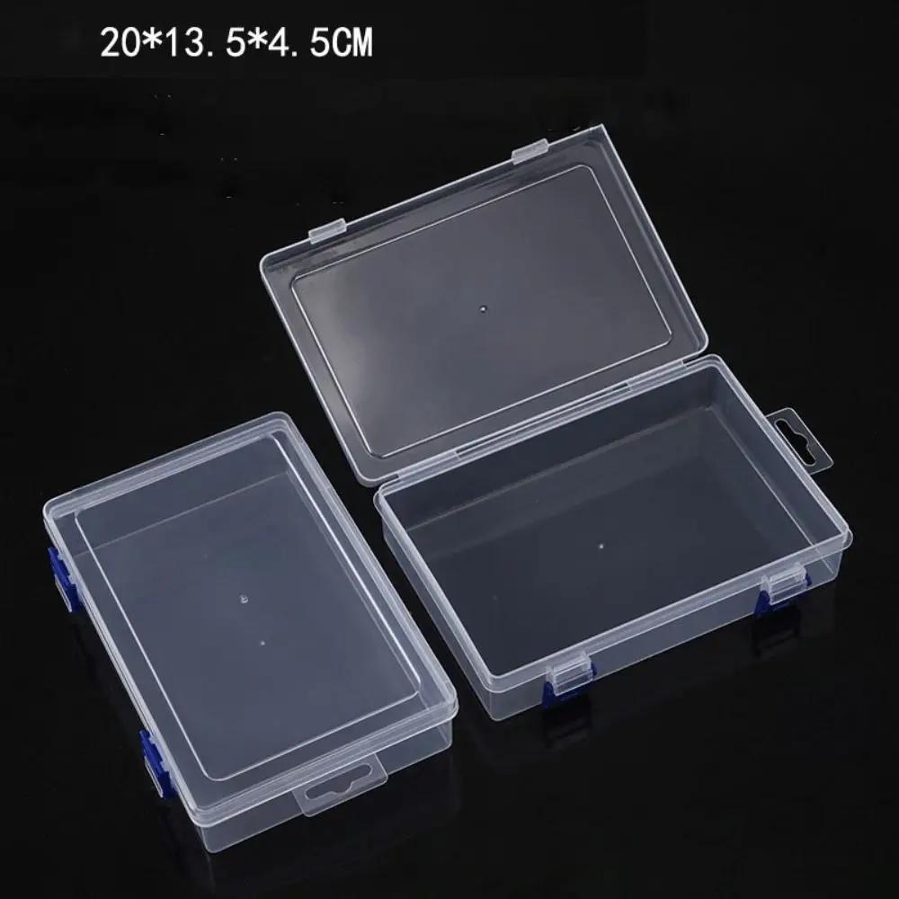 Boîte de rangement carrée en plastique transparent, conteneur pour bijoux, perles, outils de pêche,