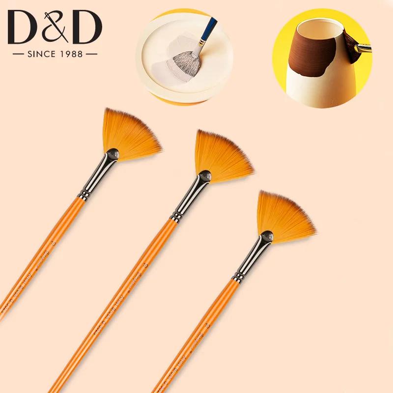 Brosse en forme d'éventail pour poterie, cheveux doux, bonne Absorption d'eau, bricolage, brosse de