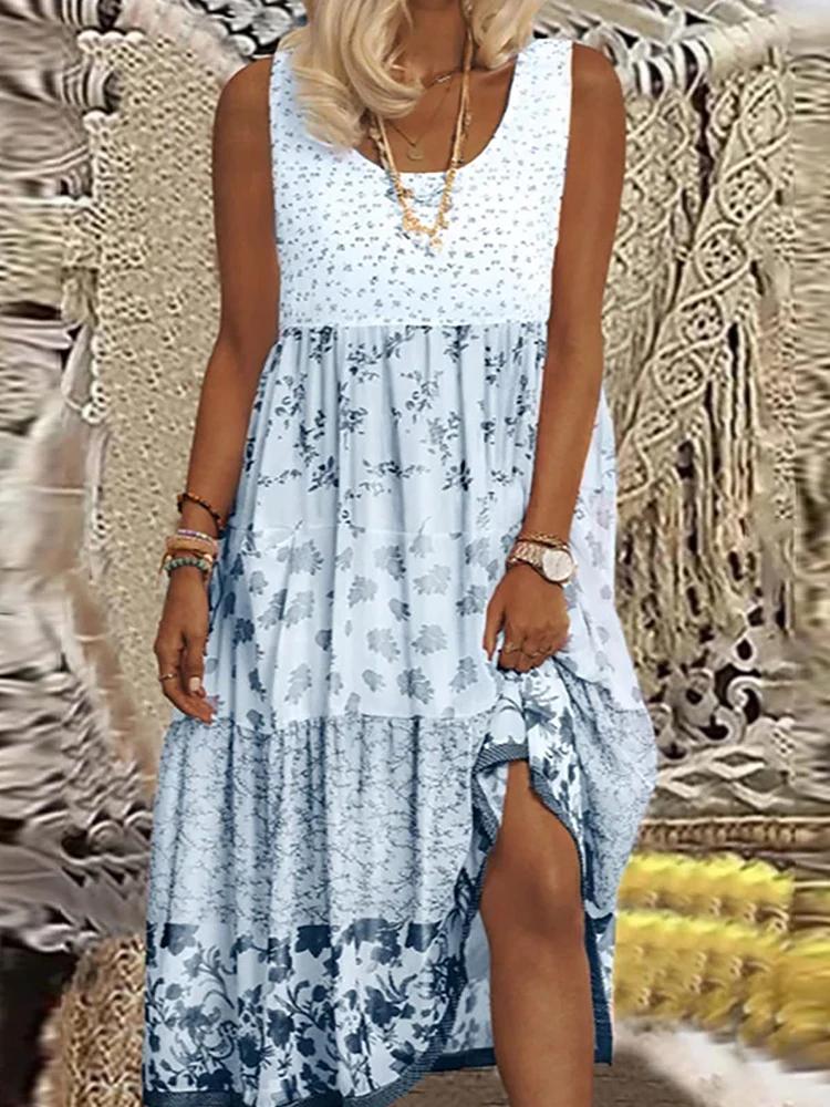 Robe d'été grande taille pour femmes, col de plage, fluide, robe de soirée imprimée, robes hawaïenne