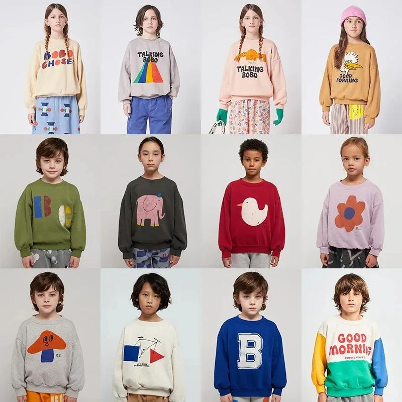 Sweat-shirt à manches longues et col rond pour enfants, coréen INS, hauts mignons pour filles et gar
