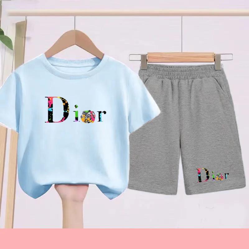 T-shirt de sport noir pour enfants de 3 à 12 ans, ensemble de vêtements de sport, short, ensemble de