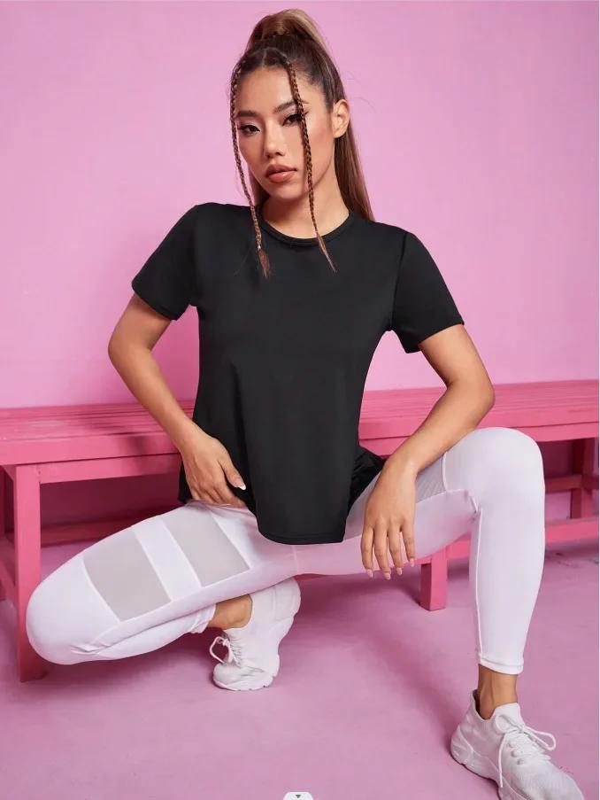 Femmes sans couture Yoga T-Shirt femme Fitness haut court entraînement gymnastique chemises d'entraî