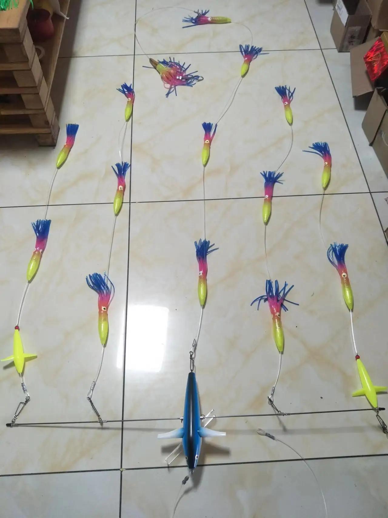 Marlin thon Teaser Bird Splashbar SpreaderBars avec 9 "Premium Leurres, 36" Tianium Nickel Alliage,