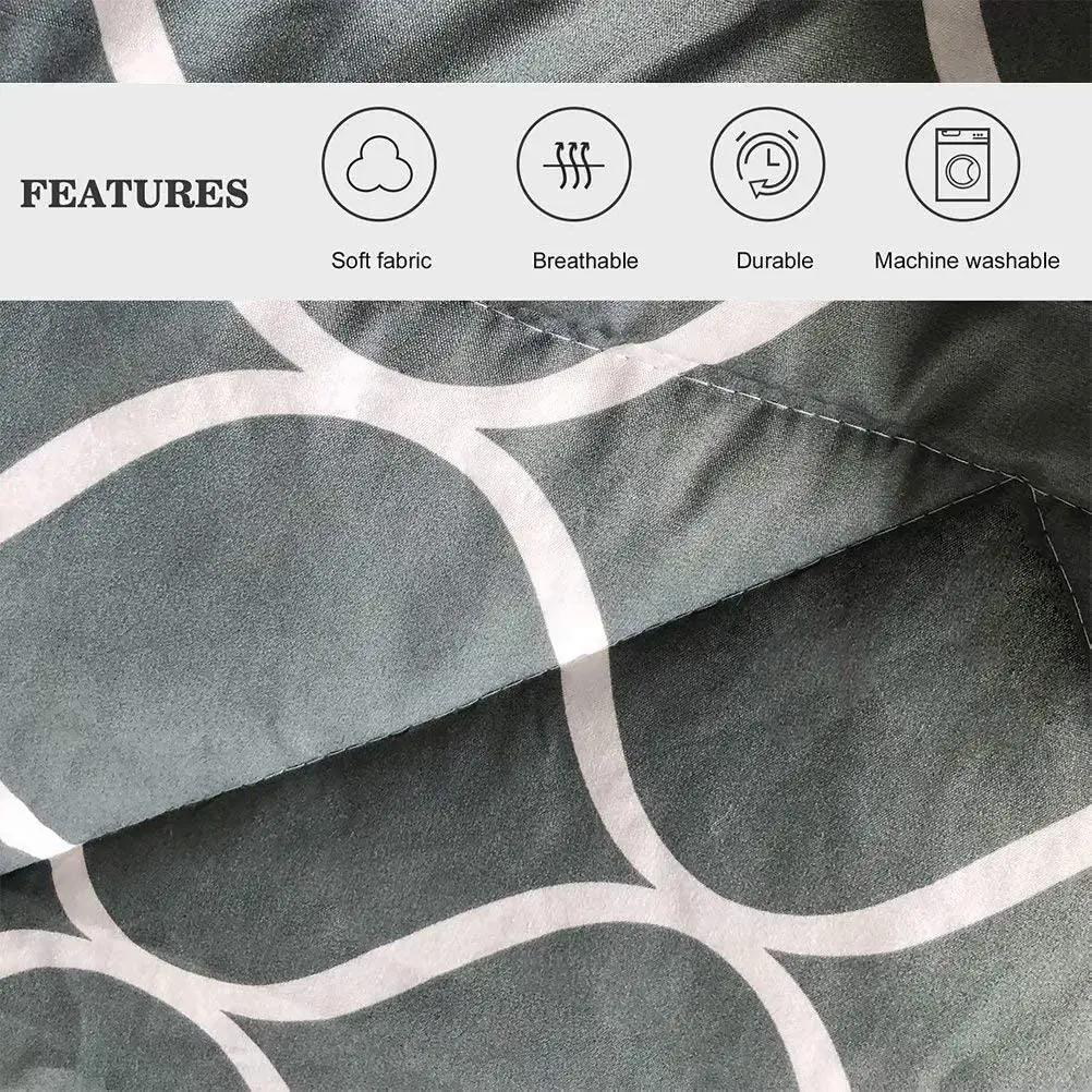Parure de lit double en polyester gris, géométrique, couette, 2 pièces
