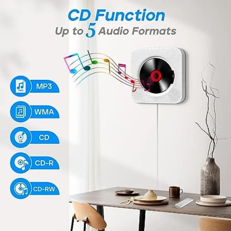 Qoosea-Lecteur CD mural avec écran LCD, télécommande infrarouge domestique, prise en charge des CD,