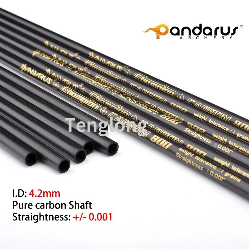 PANDARUS 12 pièces ID 4.2mm rectitude +/-.001 arbre de flèche en carbone pur 30 pouces SP 350-1500