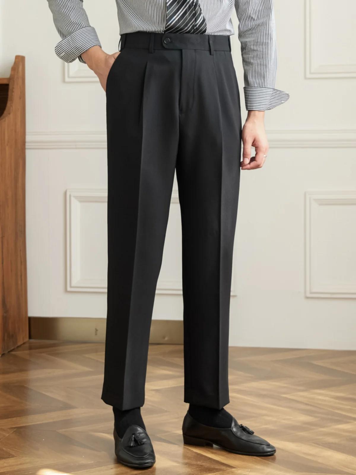 Mr. Deer San-Pantalon rétro à taille non repassable pour homme, style décontracté, coupe slim